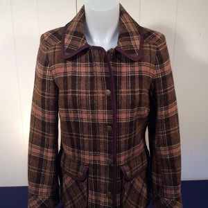 Boden Brown and Pink Plaid Jacket